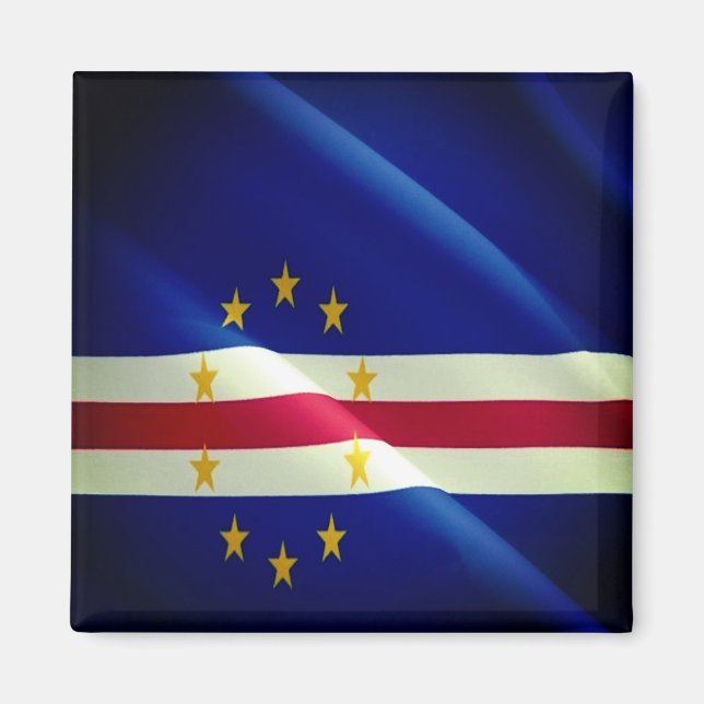 zCV002 CAPE VERDE, Wave Flagga, Afrika, Fridge Magnet (Framsidan)