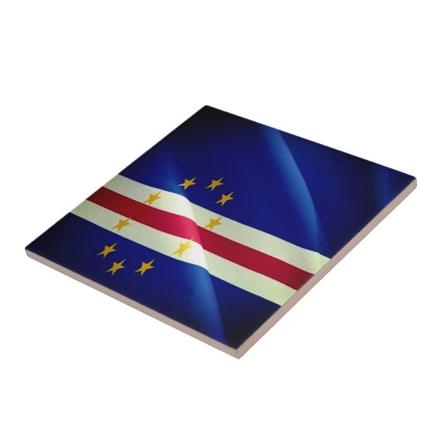 zCV002 CAPE VERDE, Wave Flagga, Afrika, Kakelplatta (Sidan)