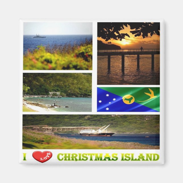 zCX003 CHRISTMAS ISLAND, I Kärlek, Mosaic, Fridge Magnet (Framsidan)