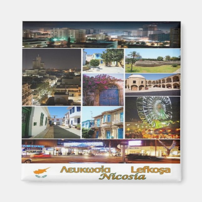 zCY018 NICOSIA Collage Mosaic, Cypern, Fridge Magnet (Framsidan)