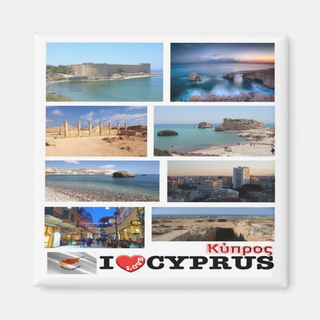 zCY029 I KÄRLEK-mosaik av CYPRUS, Fridge Magnet (Framsidan)