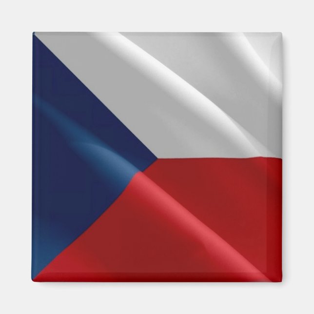 zCZ002 WAVING FLAGGA of Czech Republic, Fridge Magnet (Framsidan)