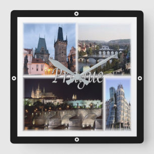 zCZ005 PRAGUE Tjeckien, Fyrkantig Klocka