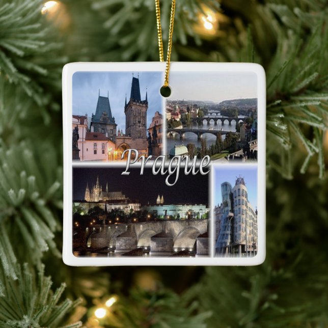 zCZ005 PRAGUE Tjeckien, Julgransprydnad Keramik (Träd)