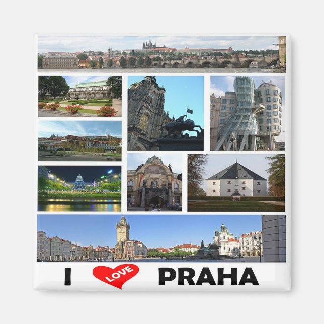 zCZ023 PRAGUE I Kärlek Tjeckien- Fridge Magnet (Framsidan)