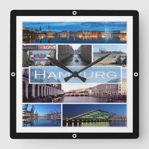 zDE003-mosaik av HAMBURG i Tysklanda Europa, Fyrkantig Klocka