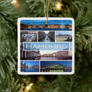 zDE003-mosaik av HAMBURG i Tysklanda Europa, Julgransprydnad Keramik