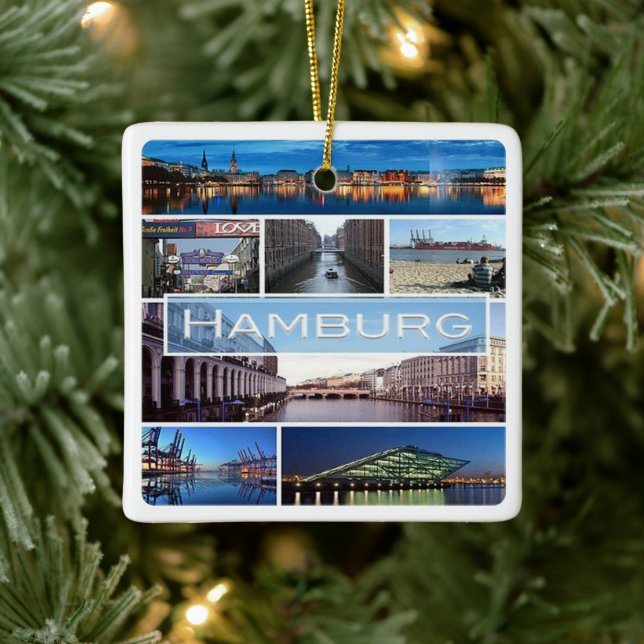 zDE003-mosaik av HAMBURG i Tysklanda Europa, Julgransprydnad Keramik (Träd)