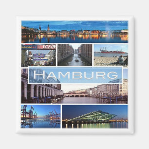 zDE003 mosaik of HAMBURG in Tyskland Europe, Fridg Magnet