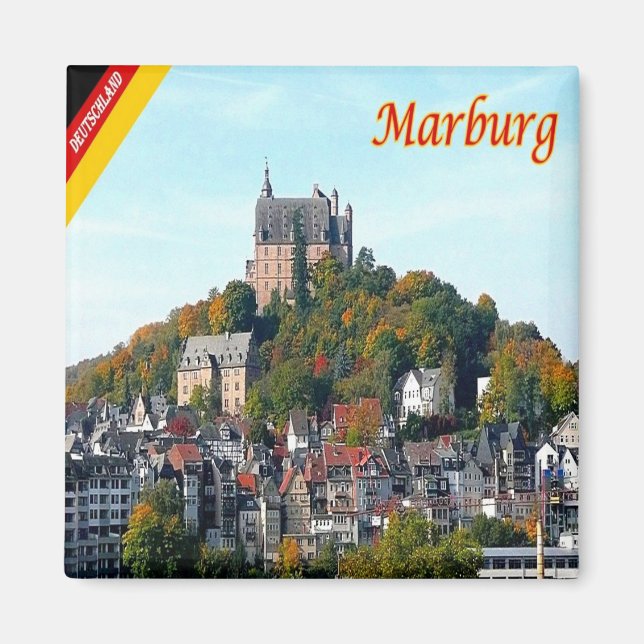 zDE005 MARBURG Castle Tyskland, Magnet (Framsidan)