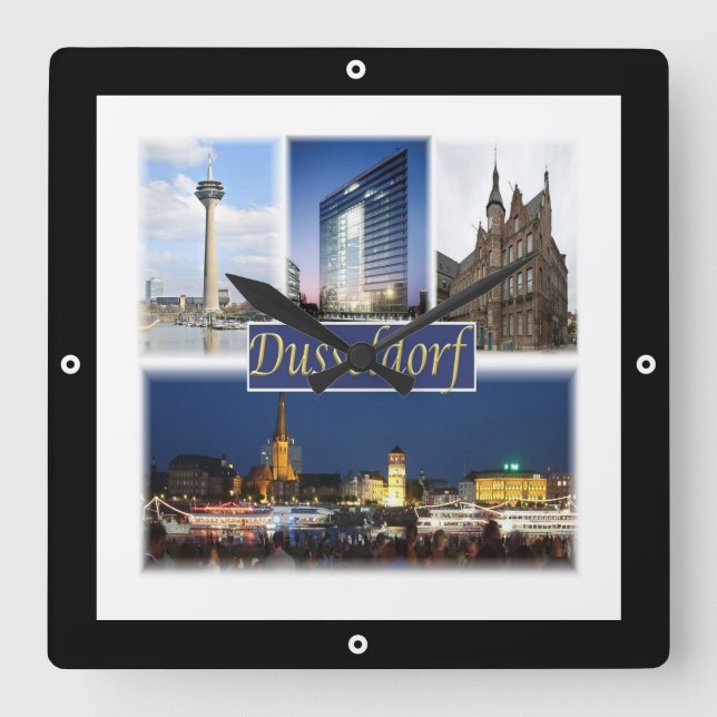 zDE008 DUSSELDORF, Tyskland, Europa, Fyrkantig Klocka (Framsida)