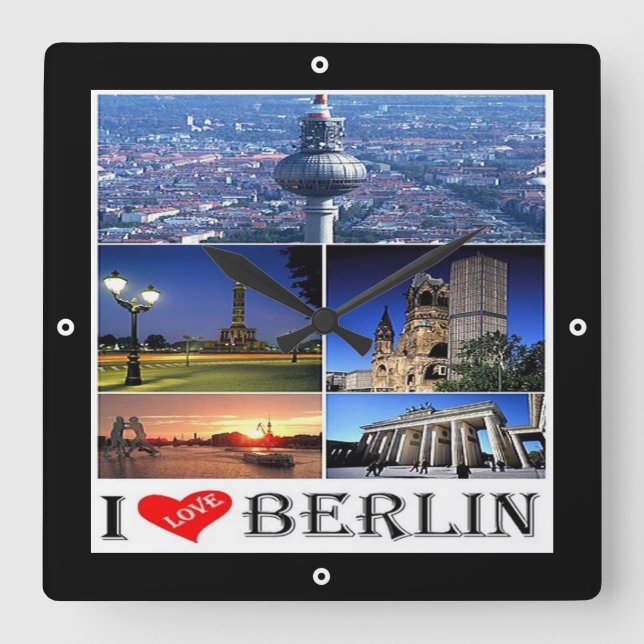 zDE020 BERLIN I KÄRLEK Tyskland, Fyrkantig Klocka (Framsida)