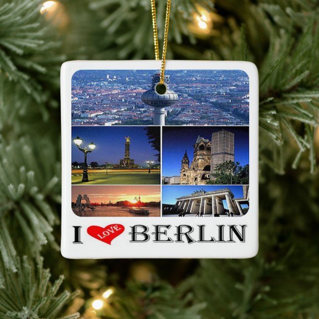 zDE020 BERLIN I KÄRLEK Tyskland, Julgransprydnad Keramik (Träd)