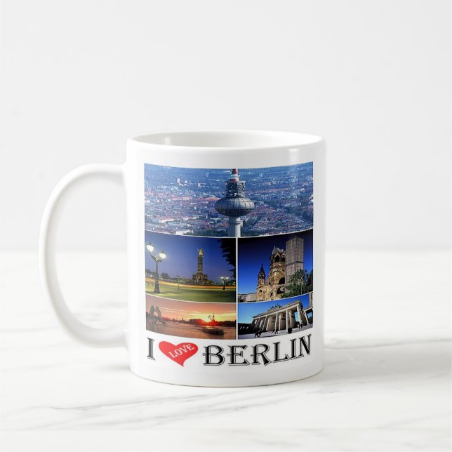zDE020 BERLIN I KÄRLEK Tyskland, Kaffe Mugg (Vänster)