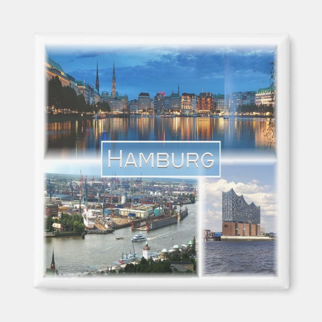 zDE021 HAMBURG Tyskland, Fridge Magnet (Framsidan)