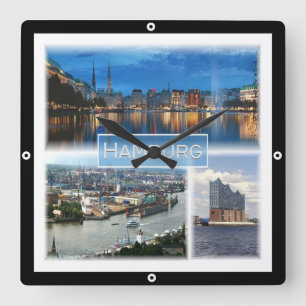 zDE021 HAMBURG Tysklant, Fyrkantig Klocka