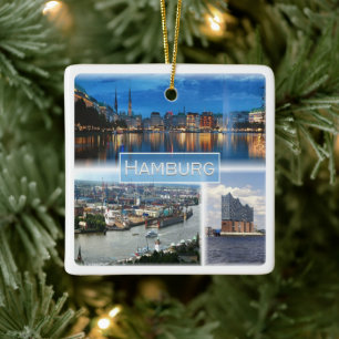 zDE021 HAMBURG Tysklant, Julgransprydnad Keramik
