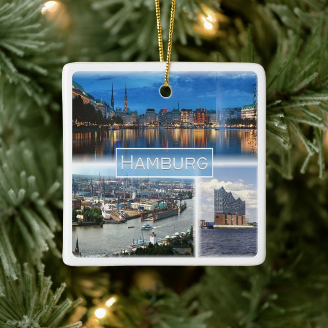 zDE021 HAMBURG Tysklant, Julgransprydnad Keramik (Träd)