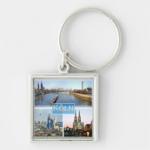 zDE025 COLOGNE KÖLN Tyskland, Europa, Fyrkantig Silverfärgad Nyckelring