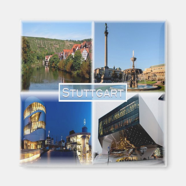 zDE037 STUTTGART Schlossplatz River Neckar Fridge Magnet (Framsidan)