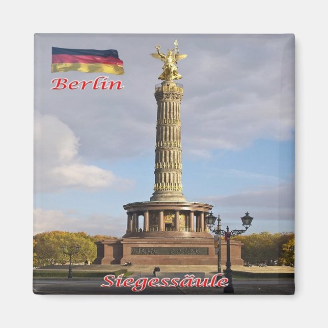 zDE049 BERLIN Berliner Victory Column Tyskland - Magnet (Framsidan)