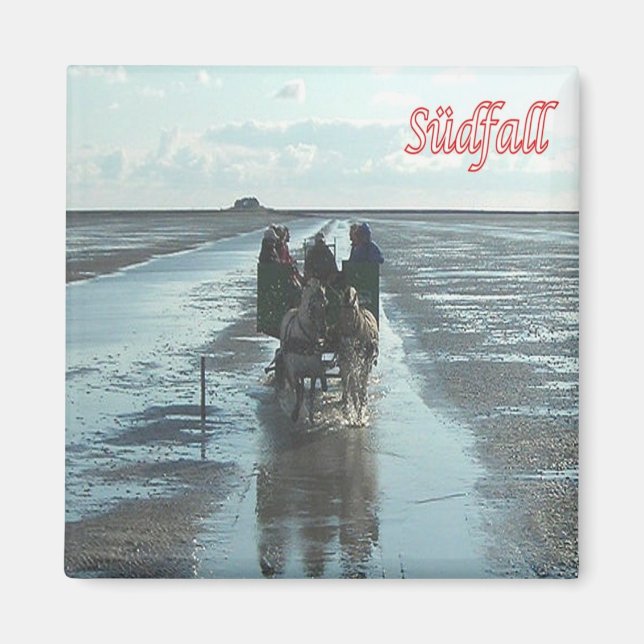 zDE095 SÜDFALL LOW TIDE Frisiska öarna - Fridge Magnet (Framsidan)