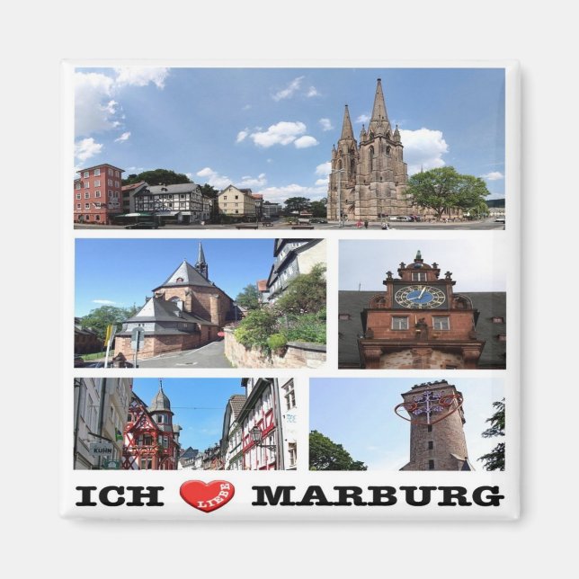 zDE102 MARBURG I KÄRLEK - Tyskland - Fridge Magnet (Framsidan)