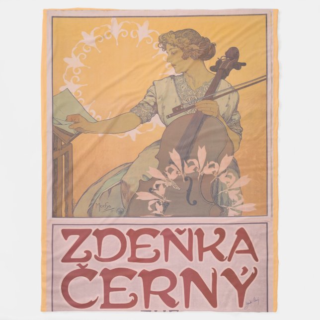 Zdenka Cerny poster av Alphonse Mucha Fleecefilt (Framsidan)