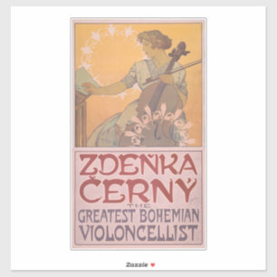 Zdenka Cerny poster av Alphonse Mucha Klistermärken
