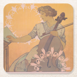 Zdenka Cerny poster av Alphonse Mucha Underlägg Papper Kvadrat