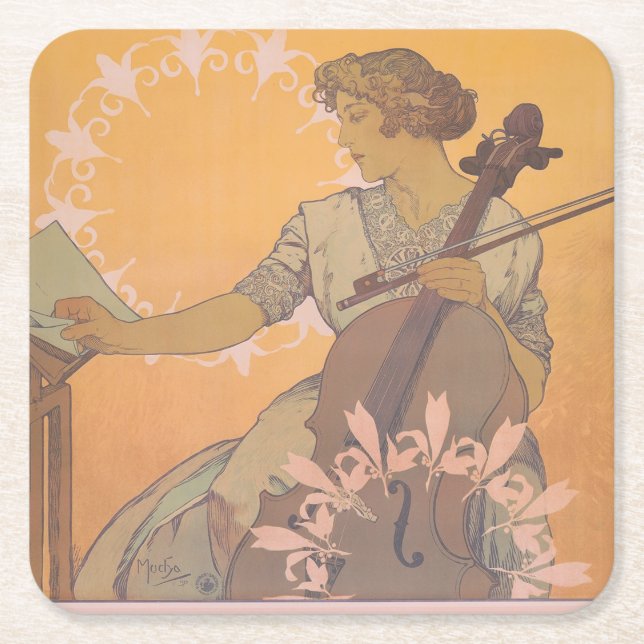 Zdenka Cerny poster av Alphonse Mucha Underlägg Papper Kvadrat (Framsidan)