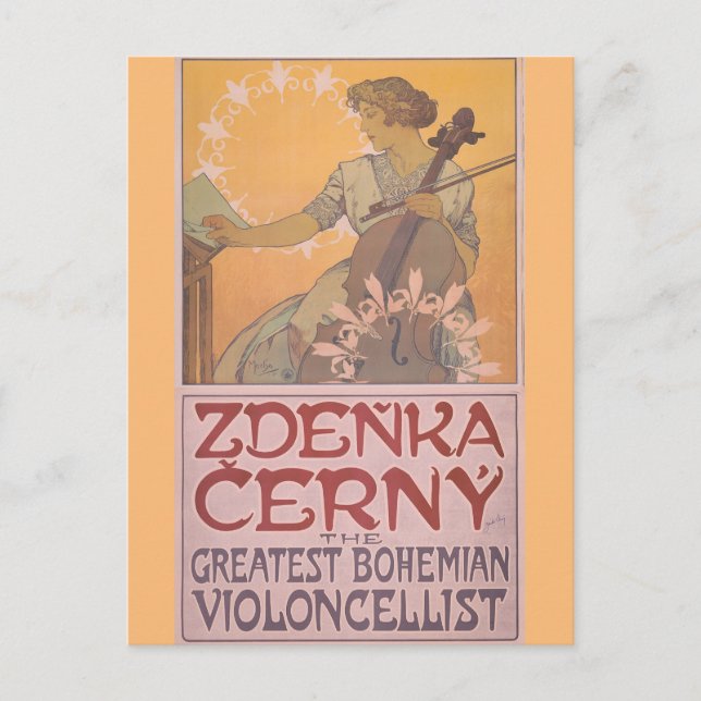 Zdenka Cerny poster av Alphonse Mucha Vykort (Framsida)