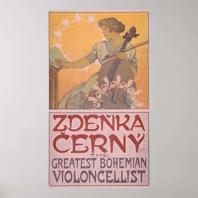 Zdenka Cerny Violincellist Poster av Alphonse Much (Framsidan)