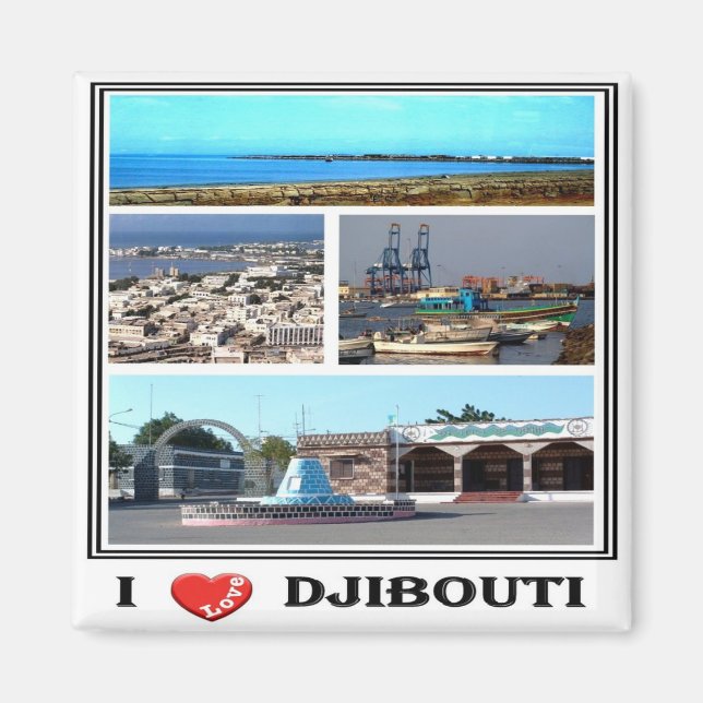 zDJ007 DJIBOUTI I Kärlek, Mosaic, Afrika, Fridge Magnet (Framsidan)