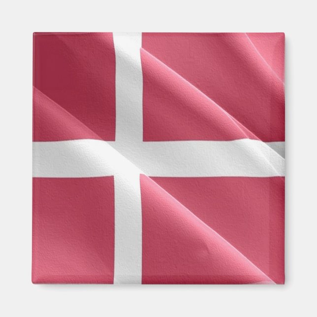 zDK002 DANISH wave FLAGGA Danmark, Fridge Magnet (Framsidan)