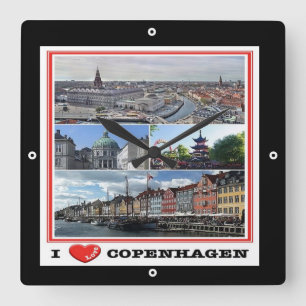 zDK014 COPENHAGEN KOPENHAGEN I KÄRLEK, Fyrkantig Klocka