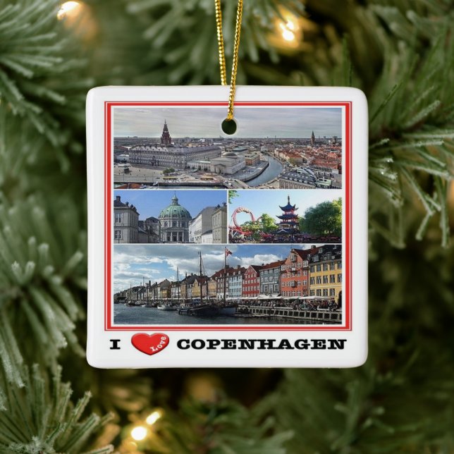 zDK014 KÖPENHAMN KÖPENHAMN Jag älskar Julgransprydnad Keramik (Träd)