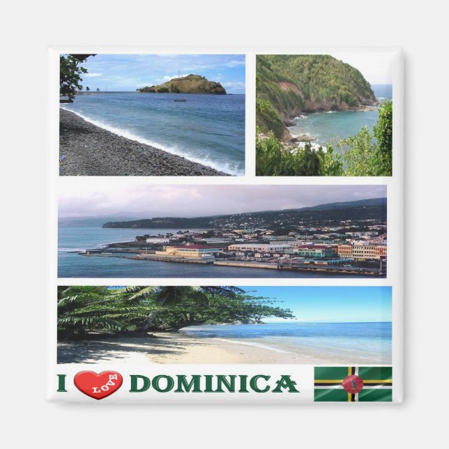 zDM003 DOMINICA I Kärlek, Mosaic, Amerika, Fridge Magnet (Framsidan)