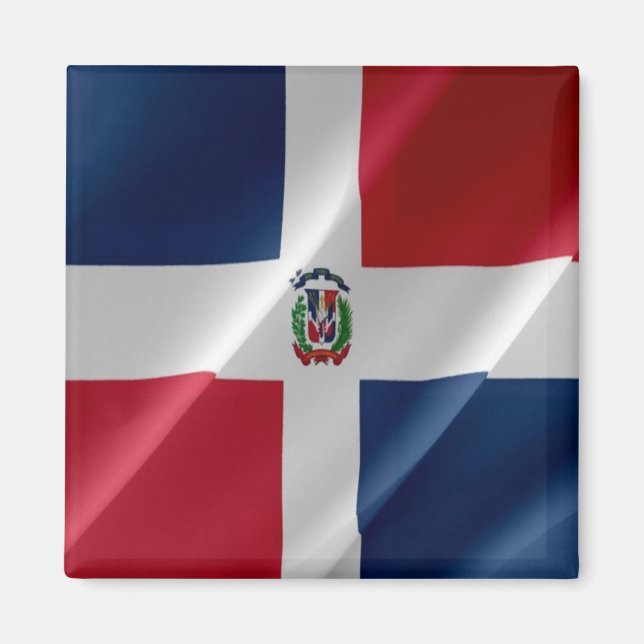 zDO002 DOMINICAN REPUBLIC, Wave Flagga, Fridge Magnet (Framsidan)
