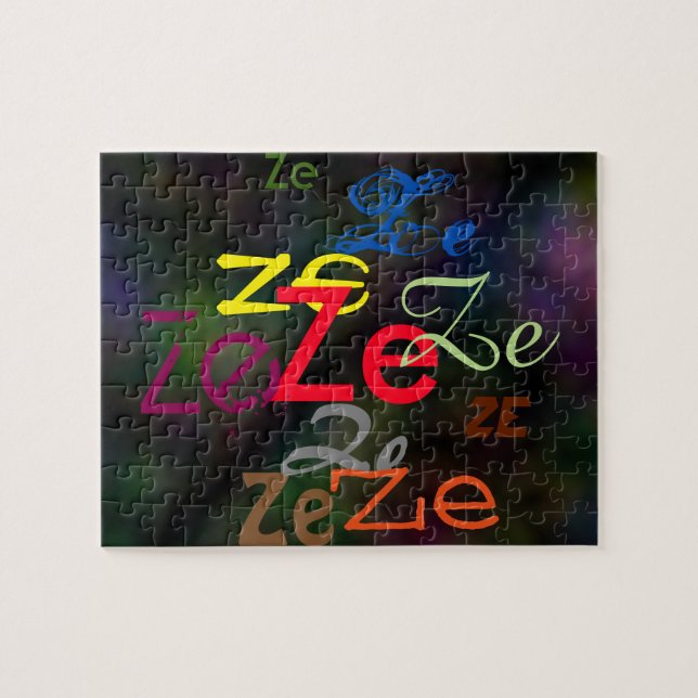 Ze/Anpassningsbar Pronoun över pussel (Horisontell)