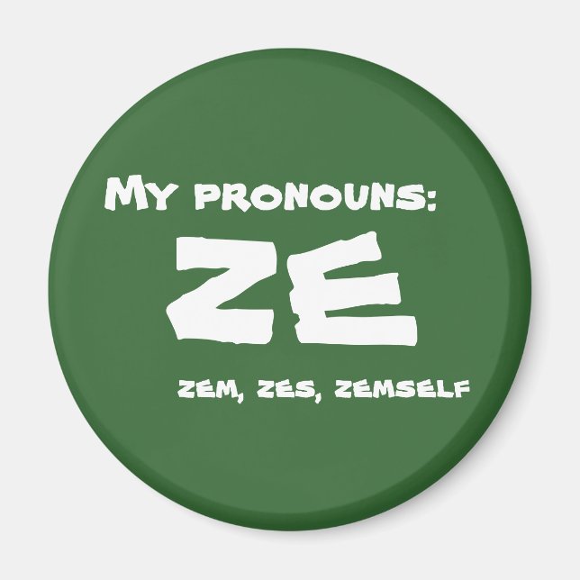 Ze eller Anpassningsbar Pronoun Magnet (Framsidan)