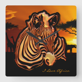 Zebra 1,2&2A-klocka Fyrkantig Klocka