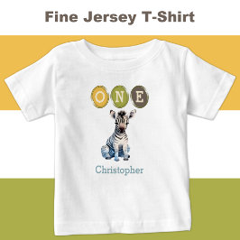 Zebra 1:a födelsedag 1 med blått namn t shirt