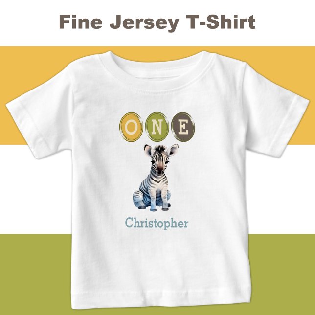 Zebra 1:a födelsedag 1 med blått namn t shirt (Skapare uppladdad)