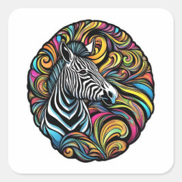 Zebra 1 fyrkantigt klistermärke
