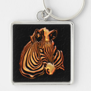 Zebra 1 Keychain Fyrkantig Silverfärgad Nyckelring