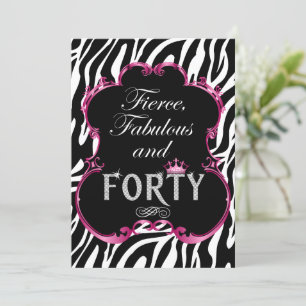 Zebra 40 och Fabulous Bling Birthday Inbjudningar