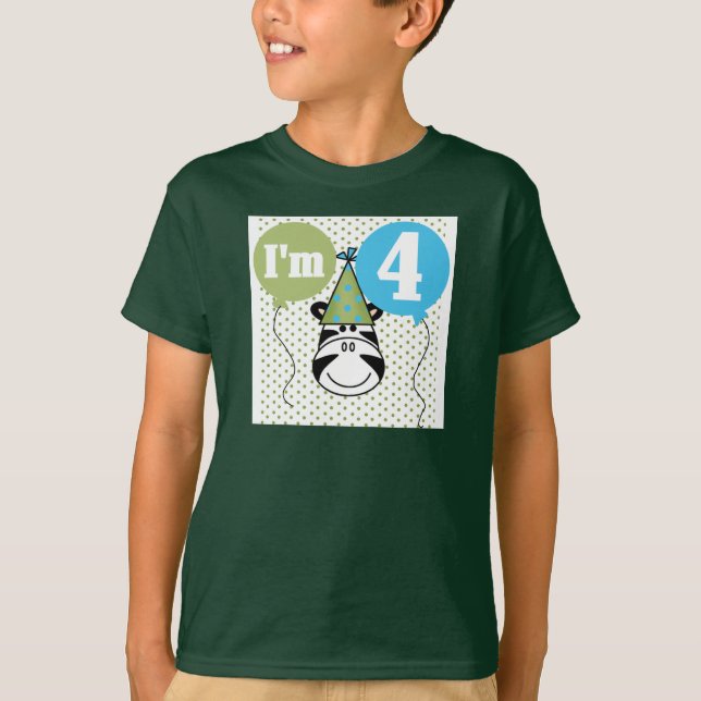 Zebra 4e födelsedagen T-shirts och gåvor (Framsida)