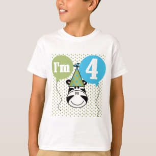 Zebra 4e födelsedagen T-shirts och gåvor