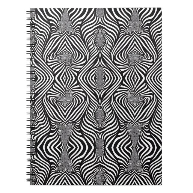 Zebra Abstrakt B&W Anteckningsbok (Framsidan)